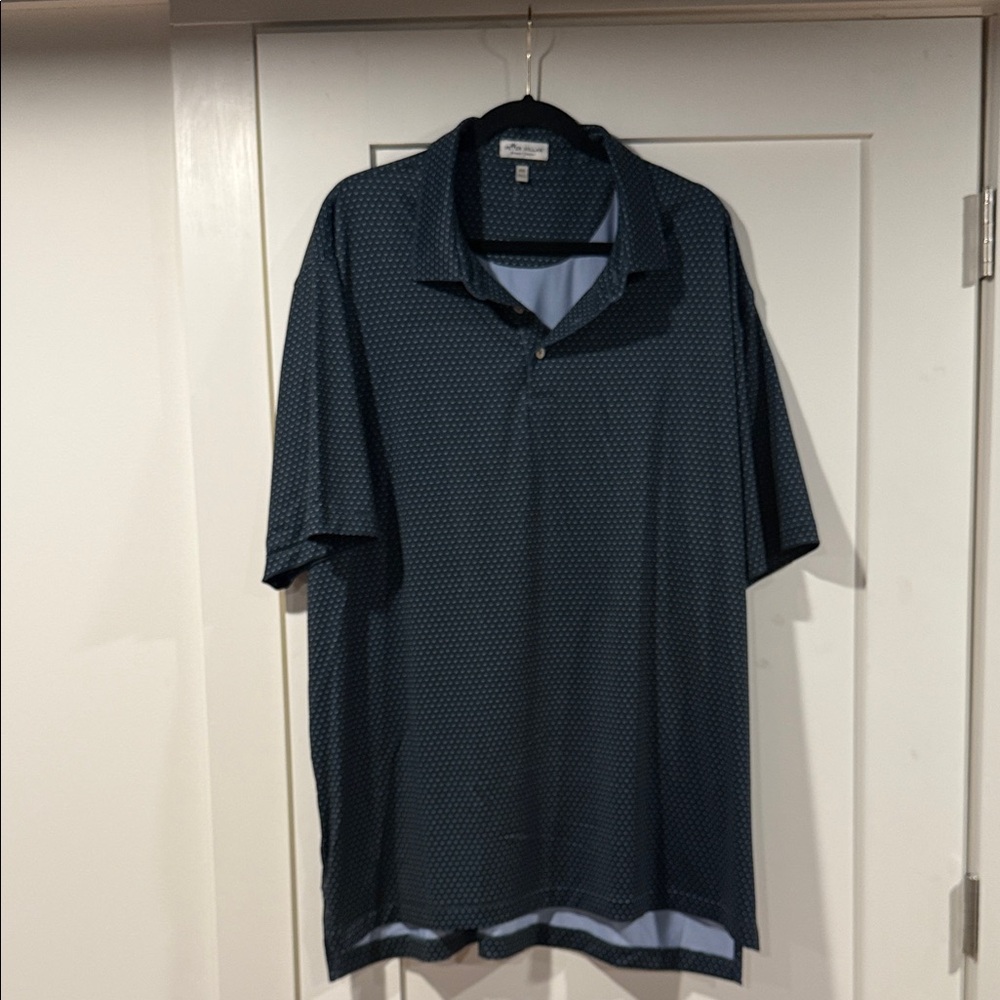 Peter Millar Navy/Green Patterned Polo Shirt